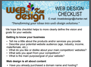 Checklist for TN business website design.